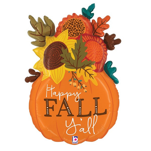 Fall Floral Pumpkin Vase Balloon 34in