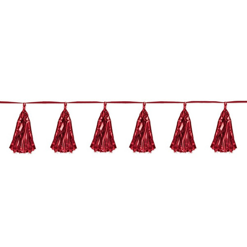 Red Metallic Tassel Garland