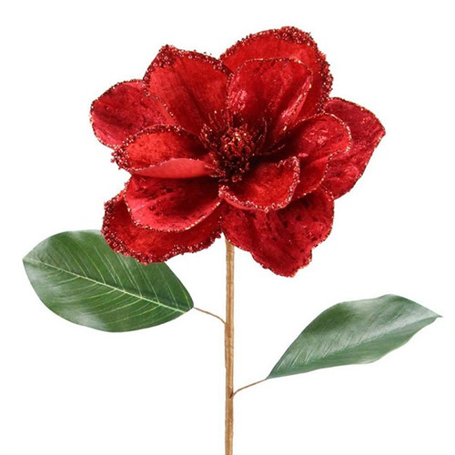 Pearl & Glitter Red Magnolia Stem