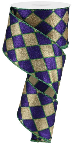 Mardi Gras Glitter Harlequin Ribbon