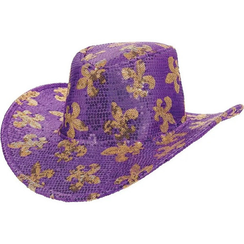 Mardi Gras Sequin Cowboy Hat
