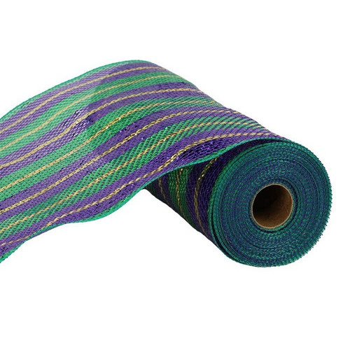 Mardi Gras Wide Metallic Foil Stripe Mesh