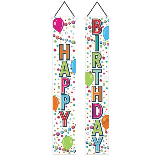 Happy Birthday Multicolor Fabric Door Panel Set
