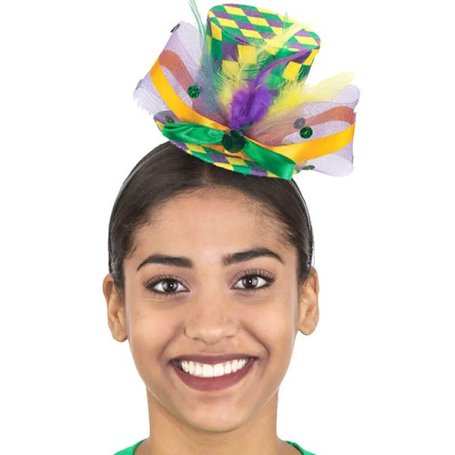 Mardi Gras Checkered Hat Headband
