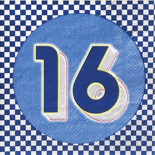 Cool Blue 16th Birthday Beverage Napkins