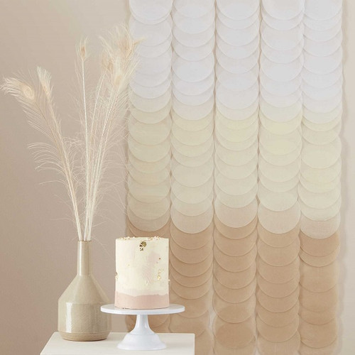 Neutral Ombre Tissue Disc Baby Shower Backdrop