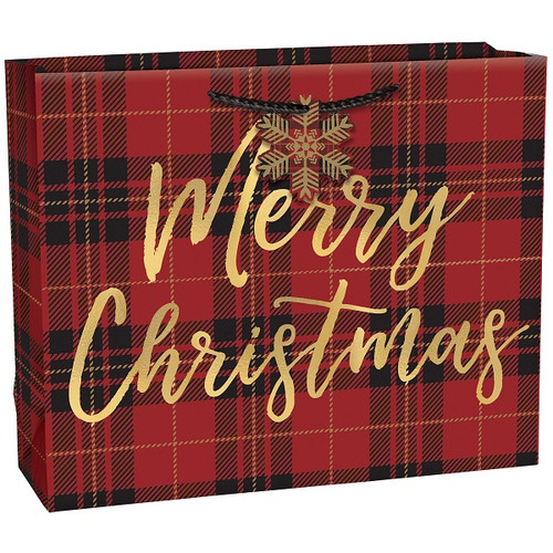 Plaid Merry Christmas Horizontal Gift Bag