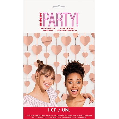 Rose Gold Hearts Foil Backdrop