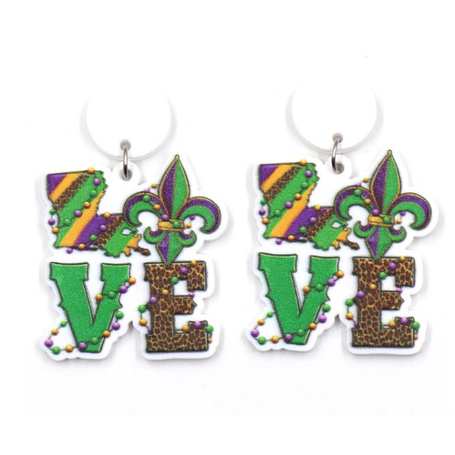 Mardi Gras Lousiana Love Earrings
