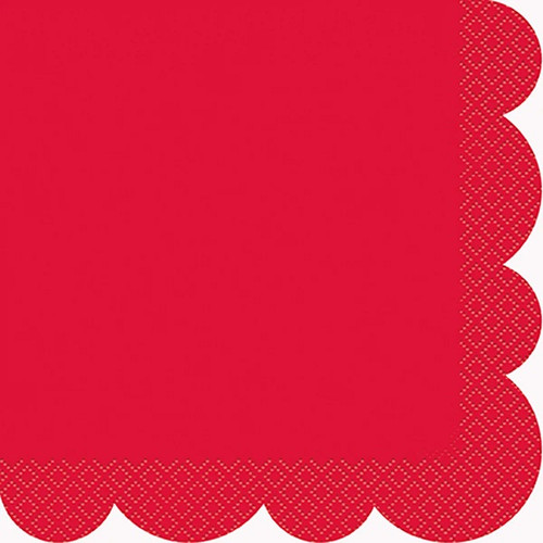 Elegant Valentine Red Scalloped Luncheon Napkins