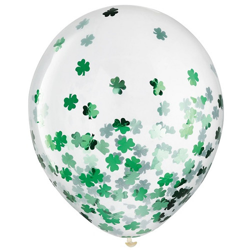 Shamrock Confetti Latex Balloons