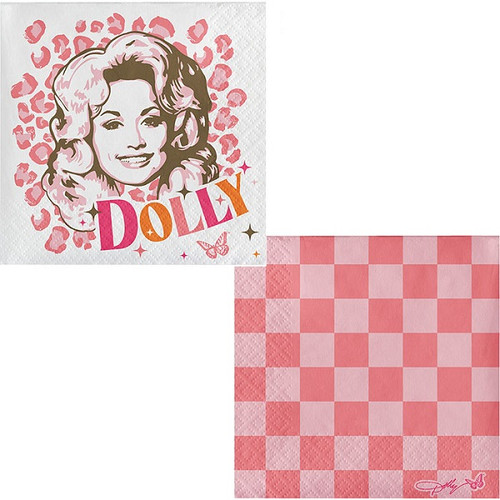 Let Dolly Parton help complement your party drinks with these I Beg Your Parton Check Beverage Napkins! These small, 2 ply paper napkins feature Dolly on the front and a pink check pattern on the back. Package includes 16 count, 5 inch by 5 inch napkins. Let Dolly Parton help complement your party drinks with these I Beg Your Parton Check Beverage Napkins! These small, 2 ply paper napkins feature Dolly on the front and a pink check pattern on the back. Package includes 16 count, 5 inch by 5 inch napkins.