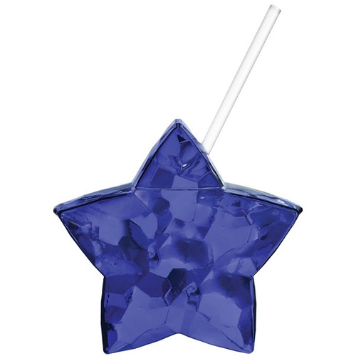 Sip some 4th of July or Memorial Day party punch from this Patriotic Blue Star Novelty Cup! This plastic cup features a shiny blue star design with a plastic straw. Holds up to 18 ounces. Sip some 4th of July or Memorial Day party punch from this Patriotic Blue Star Novelty Cup! This plastic cup features a shiny blue star design with a plastic straw. Holds up to 18 ounces.