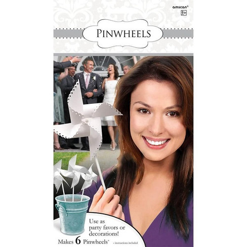 This White Pinwheels Kit is perfect for wedding party favors and decorations! This kit features white plastic sticks and white paper pinwheels. Package includes 6 count, 10 inch pinwheels. This White Pinwheels Kit is perfect for wedding party favors and decorations! This kit features white plastic sticks and white paper pinwheels. Package includes 6 count, 10 inch pinwheels.