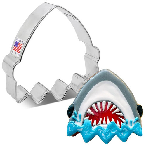 Create some ocean creature themed treats with this Shark Head Cookie Cutter! This sturdy metal cutter features a classic shark head shape. Measures approximately 3.68 inches by 3.65 inches. Create some ocean creature themed treats with this Shark Head Cookie Cutter! This sturdy metal cutter features a classic shark head shape. Measures approximately 3.68 inches by 3.65 inches.