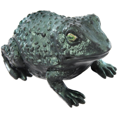 Enhance your haunted house with this lifelike large plastic toad, measuring 5in long x 3in wide x 2.5in tall. Featuring an iridescent greenish-black finish and textured, warty skin, it adds a realistic touch to your spooky setup. It also makes an excellent favor for your Halloween party