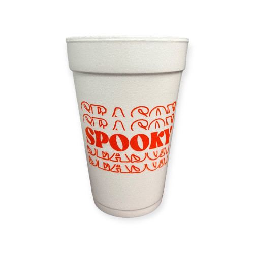 Get into the Halloween spirit with our 16 oz white Styrofoam Cups, featuring "Spooky Season" in bold orange writing! Each sleeve includes 25 durable cups, perfect for hot or cold drinks at your Halloween party. Add a festive touch to your spooky celebrations with these must-have cups.