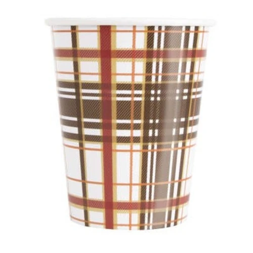 Celebrate the season with our Plaid 9 oz Cups! Featuring a warm plaid pattern background, these paper cups bring a festive touch to your Thanksgiving table. Includes 8 count in each pack.