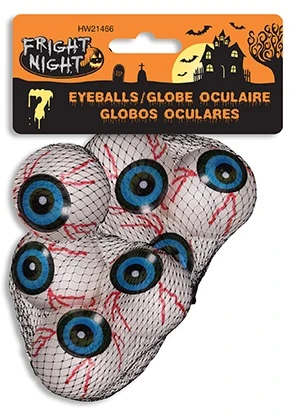 Add a spooky touch to your Halloween decorations with this 7-pack of plastic eyeballs! Each 33mm eyeball features striking blue irises and red veins, making them perfect for crafts, party favors, or creepy displays. Bring a fun and frightful vibe to your celebrations with these eye-catching accessories!