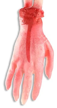 Elevate your Halloween decor with this chilling Bloody Severed Latex Hand! Measuring 9.5 inches, this realistic prop is perfect for haunted houses, spooky displays, or adding a gruesome touch to your costume.