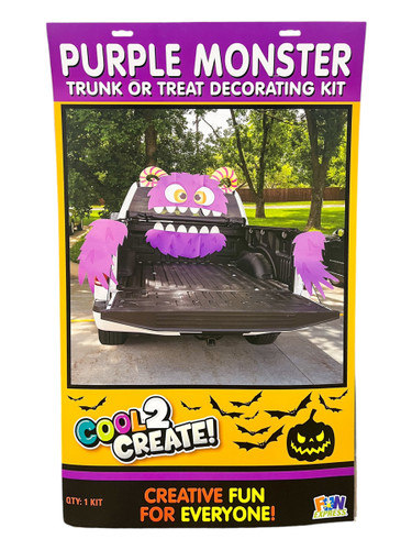 Get ready for a playful Halloween vibe by transforming your car into an adorable purple monster! This value decorating kit includes several cardstock pieces that make it a breeze to deck out your vehicle. Bring smiles to kids’ faces as they collect treats from this charming creature! Made from durable cardstock, the set includes 6 fun pieces for a festive look! Get ready for a playful Halloween vibe by transforming your car into an adorable purple monster! This value decorating kit includes several cardstock pieces that make it a breeze to deck out your vehicle. Bring smiles to kids’ faces as they collect treats from this charming creature! Made from durable cardstock, the set includes 6 fun pieces for a festive look!