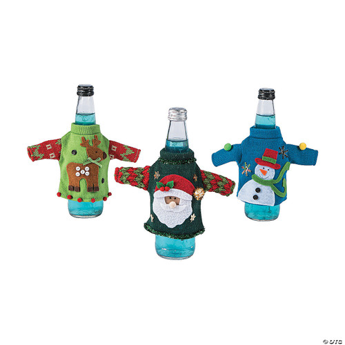 Add a festive touch to your drinks with our Ugly Sweater Bottle Cover! Made from polyester, this cover fits standard-sized bottles and comes in three fun designs: Reindeer, Santa, or Snowman.
Package comes with one bottle cover. Desired style not guaranteed. Please specify in the customer notes which style is preferred.