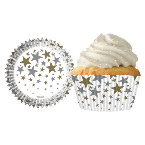 Cupcake Creations Gold and Silver Stars Baking Cups