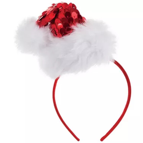 This festive Sequined Santa Headband features a small Santa hat with red sequins and white faux fur on a red headband. Made from polyester and plastic, it's the perfect accessory to spread holiday cheer at any celebration.
One size fits most.