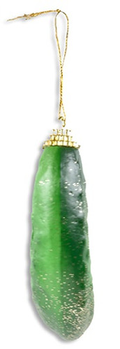 This 4-inch Traditional Pickle Ornament adds a fun twist to your holiday traditions. The first person to find the pickle on Christmas morning gets the first gift and a blessing for the year. A unique and festive addition to your tree!
