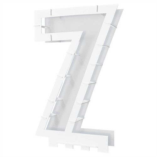 Add a fun, personalized touch to your celebration with this Balloon Mosaic Number 7 Frame! Measuring 32 inches by 20.5 inches, this white frame is shaped like the number 7 and is designed to be filled with 5-inch balloons. Perfect for birthdays, anniversaries, or milestone events, it’s a great way to create a standout decoration for any occasion.
Assembly required. Balloons not included.