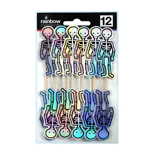 Add a spooky touch to your treats with Skeleton Party Picks! These fun picks feature holographic foil skeletons that shimmer and shine, making them perfect for Halloween parties, themed events, or any creepy celebration.
Package includes 12 picks measuring 4.25 inches.