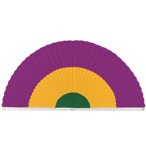 Add a festive touch to your Mardi Gras celebration with our Mardi Gras Fabric Bunting! This 30-inch by 60-inch semi-circle bunting features green, gold, and purple colors. With three grommets for easy hanging, it's perfect for draping across walls, windows, or outdoor spaces.