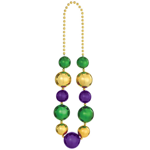 Celebrate in style with our Mardi Gras Jumbo Bead Necklace! Measuring 55 inches, this bold necklace features a mix of classic gold beads along with large gold, green, and purple beads for a vibrant, eye-catching look. Perfect for Mardi Gras parades, parties, or any festive occasion, this necklace adds a fun, celebratory touch to your outfit! Celebrate in style with our Mardi Gras Jumbo Bead Necklace! Measuring 55 inches, this bold necklace features a mix of classic gold beads along with large gold, green, and purple beads for a vibrant, eye-catching look. Perfect for Mardi Gras parades, parties, or any festive occasion, this necklace adds a fun, celebratory touch to your outfit!