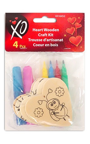 Wooden hearts with bug design.