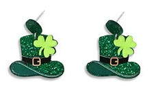 St Patrick's Day Earrings. Leprechaun hat.
