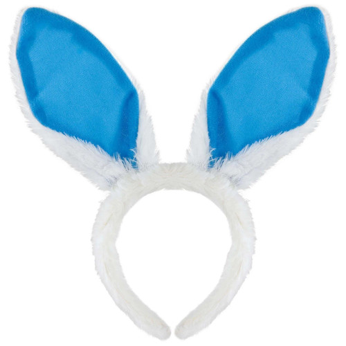 Dark Blue Plush Bunny Ears. This plush covered headband features attached plush white ears with dark blue centers. One size fits most.