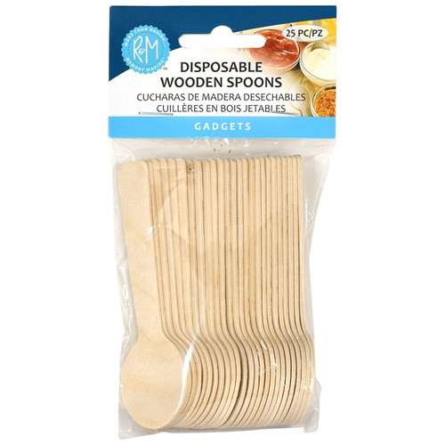 Disposable Wooden Spoons. Biodegradable birch wood. Package includes 25 count spoons measuring 4in. Disposable Wooden Spoons. Biodegradable birch wood. Package includes 25 count spoons measuring 4in.