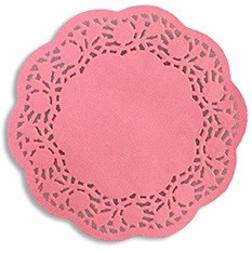 Paper Doilies - Pink. Package includes 10 count doilies, measuring 10.3in.
