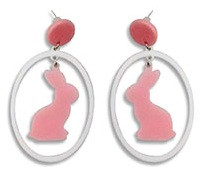 Easter Acrylic Earrings - Pink Bunny