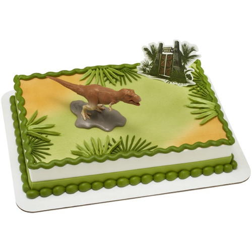 Jurassic World Decoset displayed on a cake