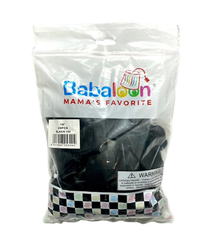 Black Latex Balloons. Package includes 25 count, 18 inch uninflated balloons. Black Latex Balloons. Package includes 25 count, 18 inch uninflated balloons.