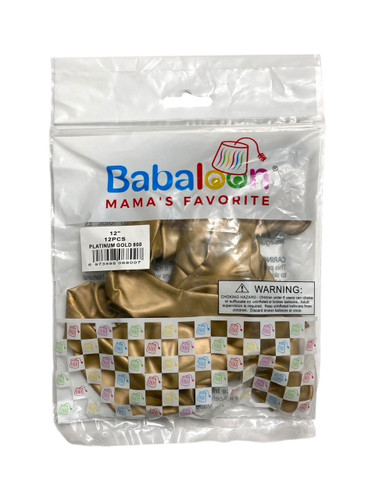Platinum Gold Latex Balloons. Package includes 12 count, 12 inch uninflated balloons. Platinum Gold Latex Balloons. Package includes 12 count, 12 inch uninflated balloons.