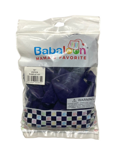 Purple Latex Balloons. Package includes 25 count, 18 inch uninflated balloons. Purple Latex Balloons. Package includes 25 count, 18 inch uninflated balloons.