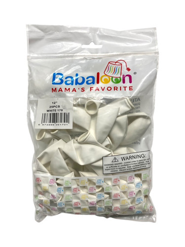 White Latex Balloons. Package includes 25 count, 12 inch uninflated balloons. White Latex Balloons. Package includes 25 count, 12 inch uninflated balloons.