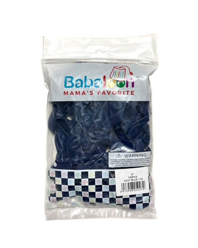 Navy Blue Latex Balloons. Package includes 100 count, 5 inch uninflated balloons.