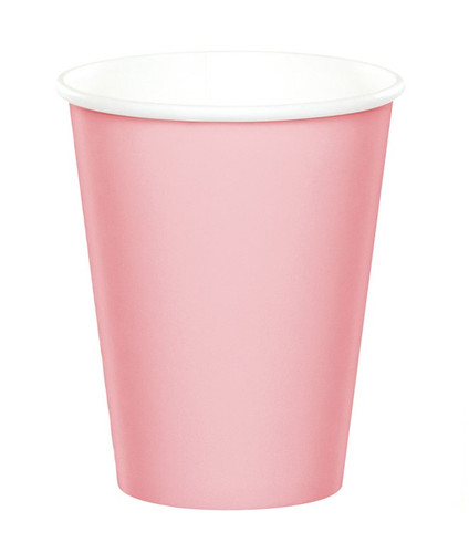 Classic Pink Paper Cups. Package includes 24 count 9oz cups.