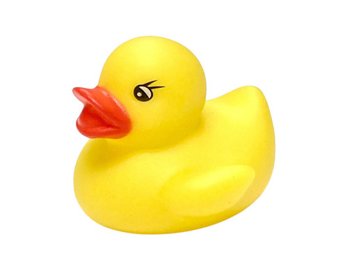 Rubber Duck Favors. These little rubber ducks feature a bright yellow color, orange beaks, and black eyelashes. Package includes 4 count 1.75in x 1.5in duck favors.