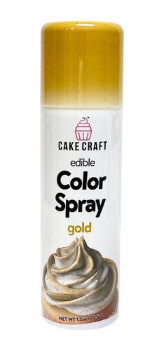Edible Gold Color Spray! This spray features food coloring to decorate and color cakes, cupcakes, and more! Net WT 1.5oz.