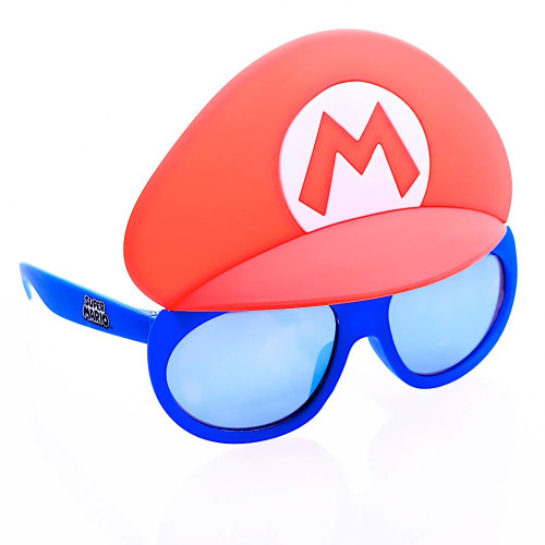 Lil Mario Sun-Staches Glasses. These blue sunglasses are designed with the shape of Mario’s hat across the top. Featuring 100% UV400 protection and impact-resistant lenses, they’re built to keep your eyes safe while you enjoy the sunshine. One size fits most kids. Lil Mario Sun-Staches Glasses. These blue sunglasses are designed with the shape of Mario’s hat across the top. Featuring 100% UV400 protection and impact-resistant lenses, they’re built to keep your eyes safe while you enjoy the sunshine. One size fits most kids.