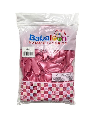 Pearl Hot Pink Latex Balloons. Package includes 100 count, 12 inch uninflated balloons. Pearl Hot Pink Latex Balloons. Package includes 100 count, 12 inch uninflated balloons.